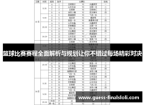 篮球比赛赛程全面解析与规划让你不错过每场精彩对决